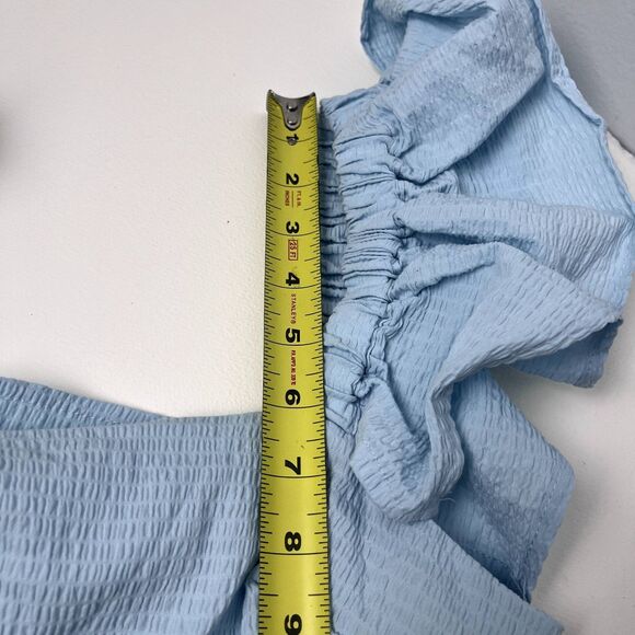 Anisa Peplum Jessie Bow Back Blouse in Light Blue by Francesca’s - Picture 16 of 16